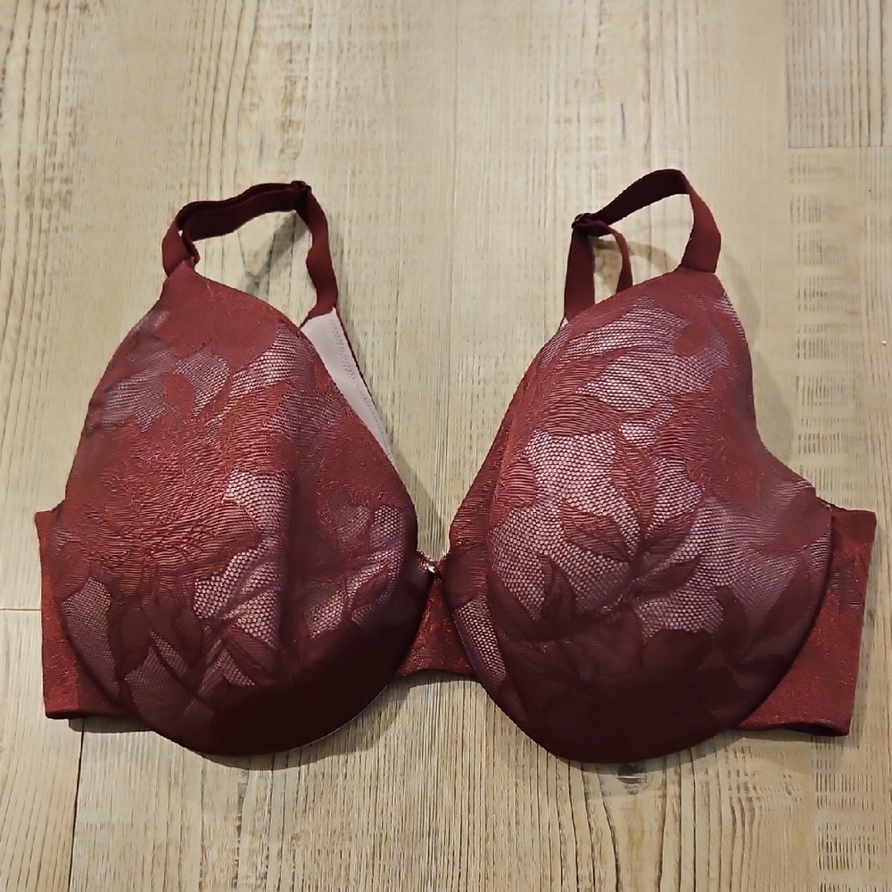 Cacique Deep Red Lace Contour T-Shirt Bra